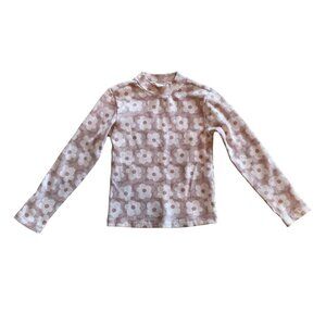 8Y Zara Girls Lightweight Ribbed Boho Floral Faux Turtleneck